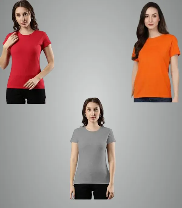 Multicolor_Premium_Polyester_T_Shirt_For_Women_Pack_Of_3
