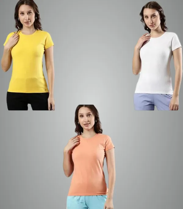 Multicolor_Premium_Polyester_T_Shirt_For_Women_Pack_Of_3