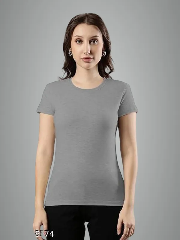 Grey_Premium_Polyester_T_Shirt_For_Women