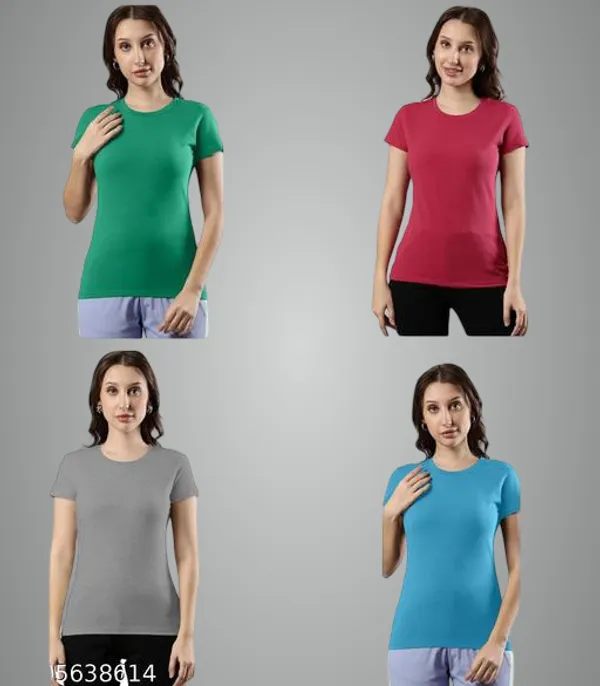 Multicolor_Premium_Polyester_T_Shirt_For_Women_Pack_Of_4