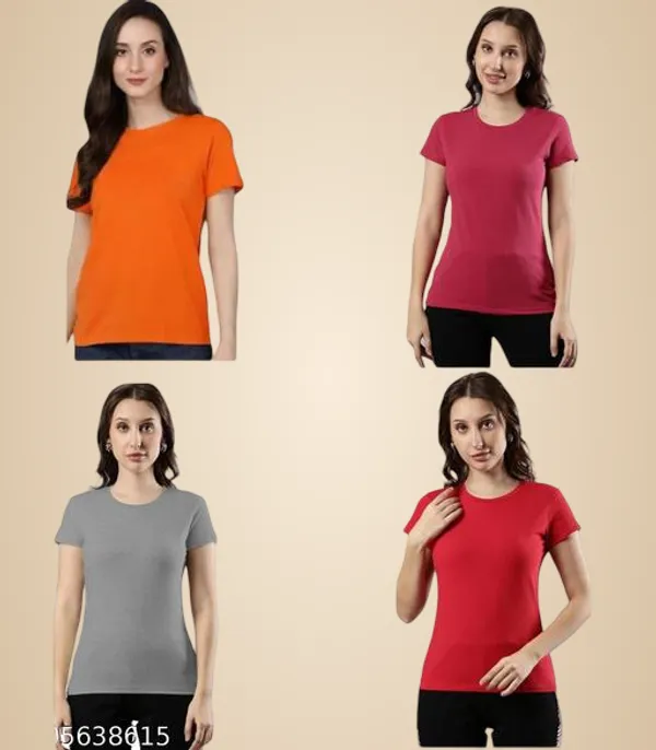 Multicolor_Premium_Polyester_T_Shirt_For_Women_Pack_Of_4