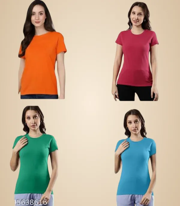 Multicolor_Premium_Polyester_T_Shirt_For_Women_Pack_Of_4