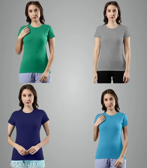 Multicolor_Premium_Polyester_T_Shirt_For_Women_Pack_Of_4