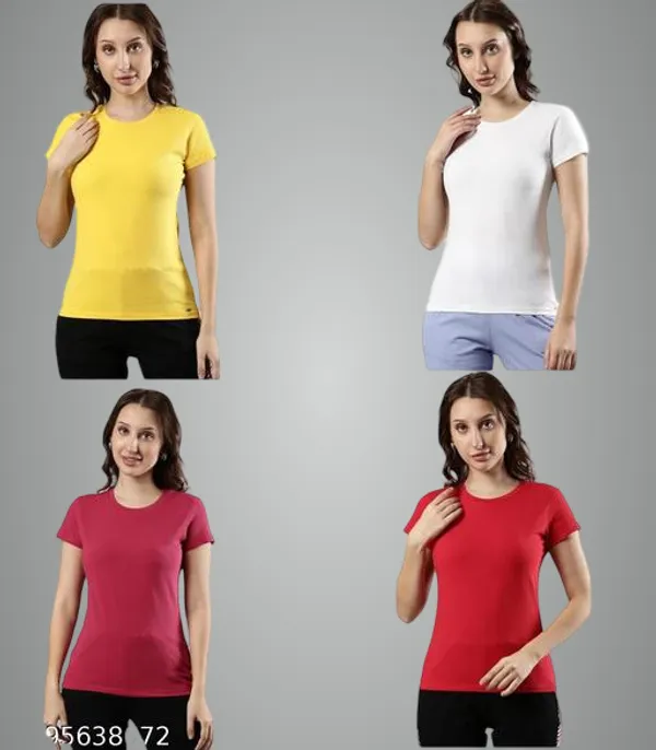 Multicolor_Premium_Polyester_T_Shirt_For_Women_Pack_Of_4