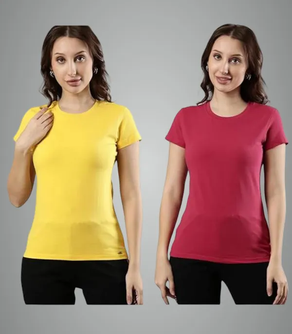 Multicolor_Premium_Polyester_T_Shirt_For_Women_Pack_Of_2