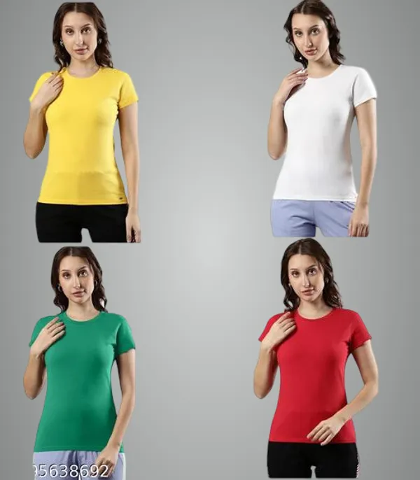 Multicolor_Premium_Polyester_T_Shirt_For_Women_Pack_Of_4