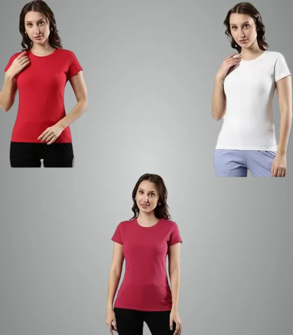 Multicolor_Premium_Polyester_T_Shirt_For_Women_Pack_Of_3