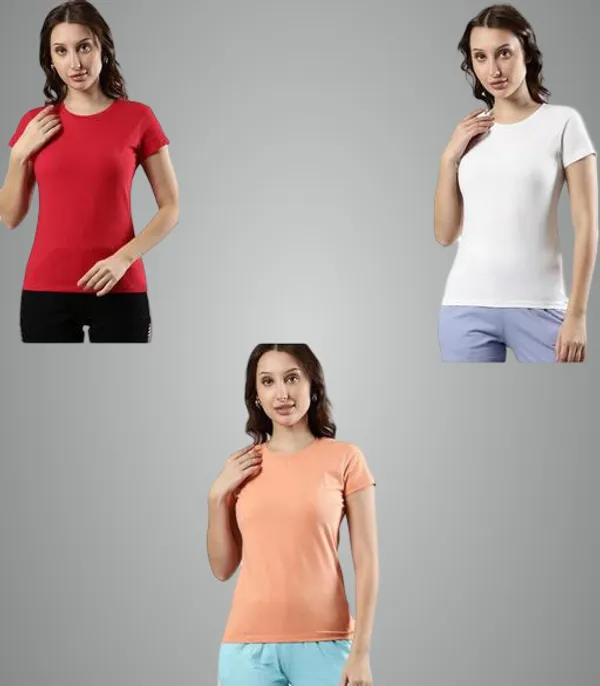 Multicolor_Premium_Polyester_T_Shirt_For_Women_Pack_Of_3