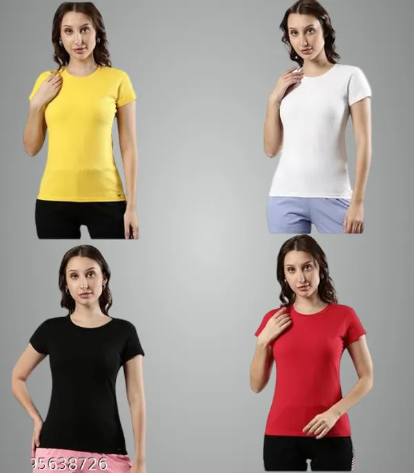 Multicolor_Premium_Polyester_T_Shirt_For_Women_Pack_Of_4