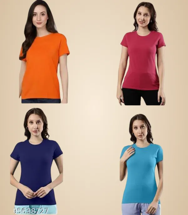 Multicolor_Premium_Polyester_T_Shirt_For_Women_Pack_Of_4