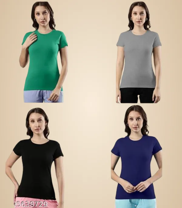 Multicolor_Premium_Polyester_T_Shirt_For_Women_Pack_Of_4