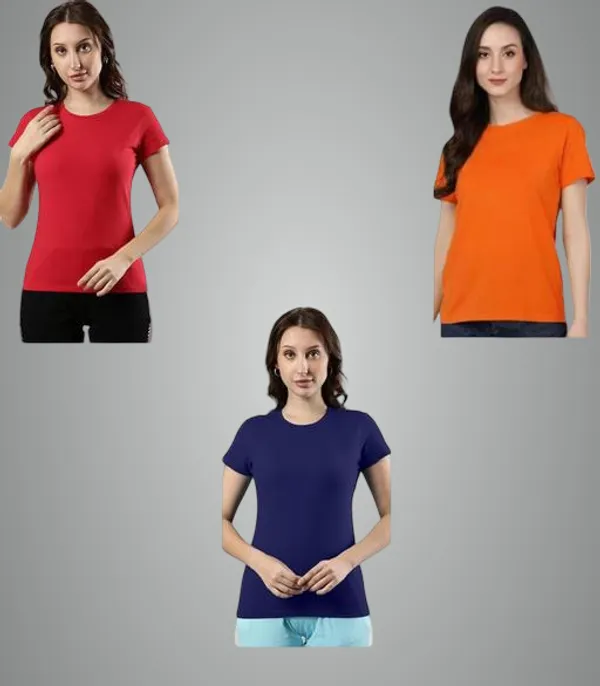 Multicolor_Premium_Polyester_T_Shirt_For_Women_Pack_Of_3