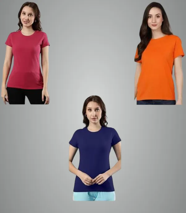 Multicolor_Premium_Polyester_T_Shirt_For_Women_Pack_Of_3