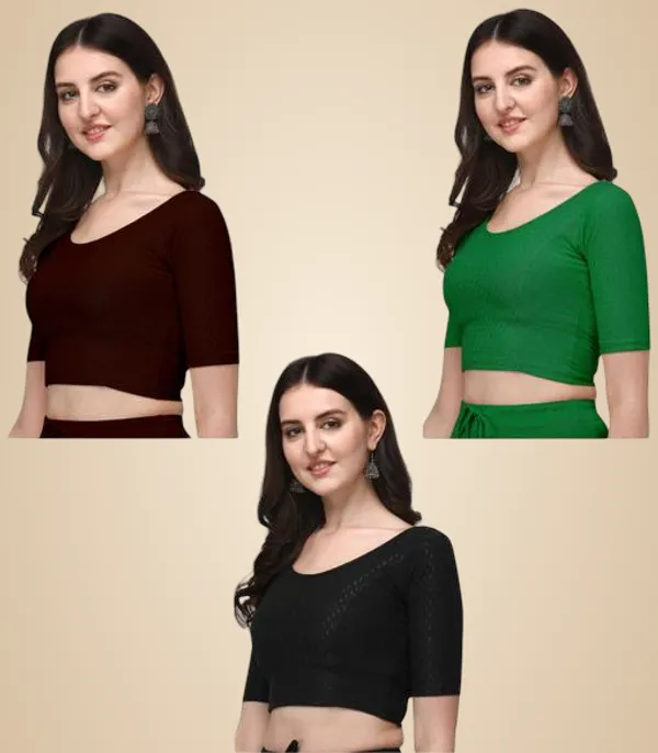 Multicolor_Premium_Lycra_Blouse_For_Women_Pack_Of_3