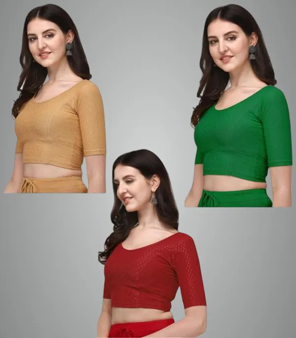 Multicolor_Premium_Lycra_Blouse_For_Women_Pack_Of_3