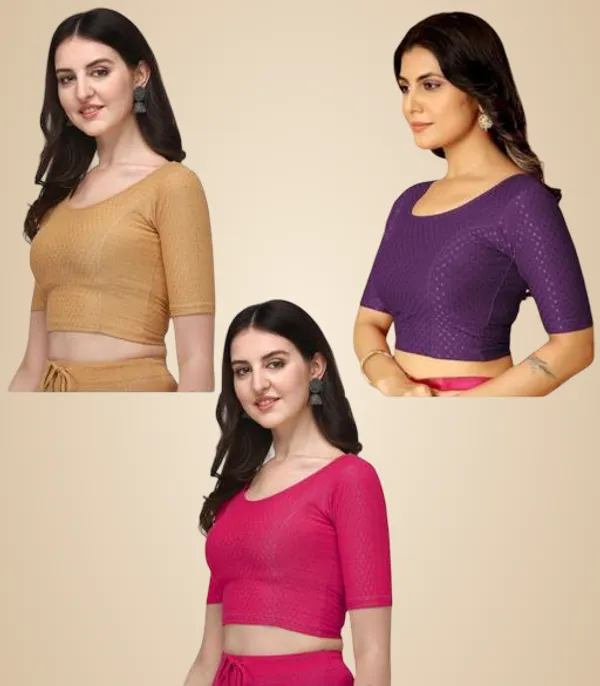 Multicolor_Premium_Lycra_Blouse_For_Women_Pack_Of_3
