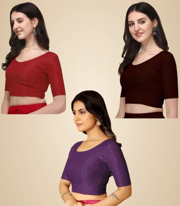 Multicolor_Premium_Lycra_Blouse_For_Women_Pack_Of_3
