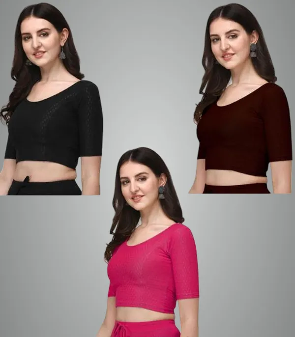Multicolor_Premium_Lycra_Blouse_For_Women_Pack_Of_3