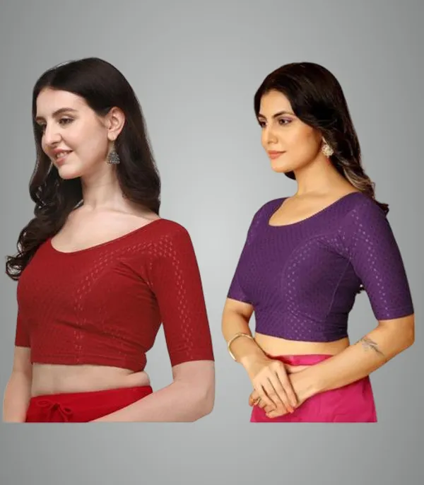 Multicolor_Premium_Lycra_Blouse_For_Women_Pack_Of_2