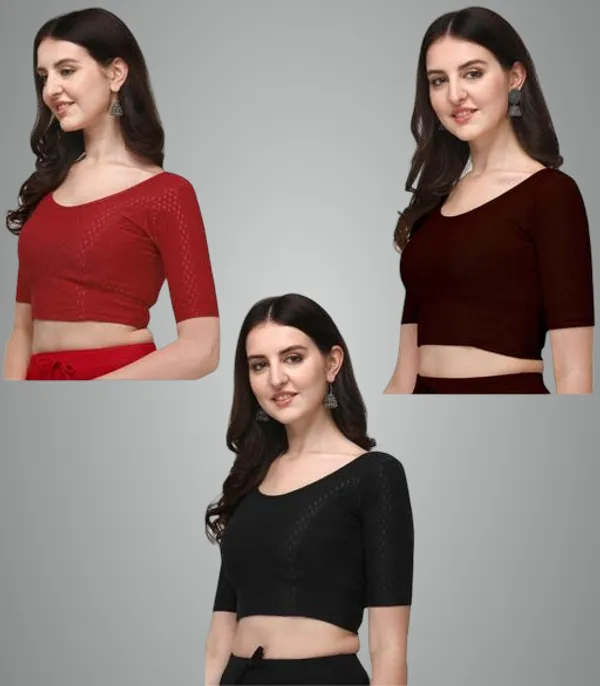 Multicolor_Premium_Lycra_Blouse_For_Women_Pack_Of_3