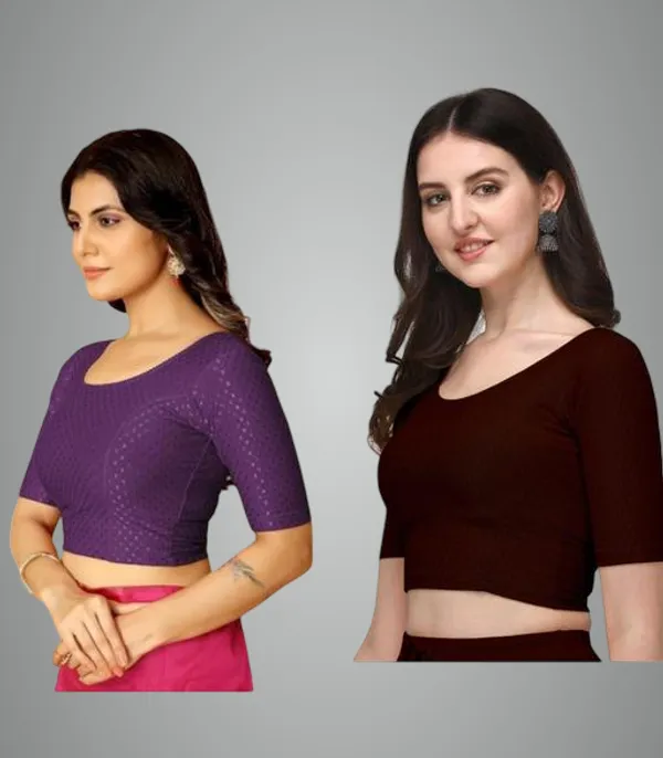 Multicolor_Premium_Lycra_Blouse_For_Women_Pack_Of_2