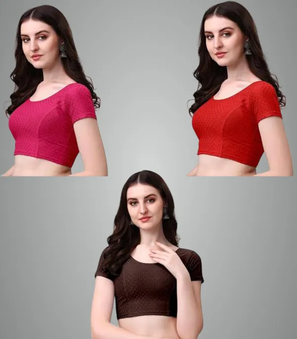 Multicolor_Premium_Lycra_Blouse_For_Women_Pack_Of_3