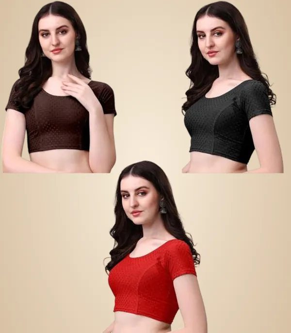 Multicolor_Premium_Lycra_Blouse_For_Women_Pack_Of_3