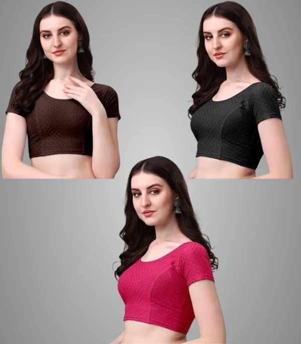 Multicolor_Premium_Lycra_Blouse_For_Women_Pack_Of_3