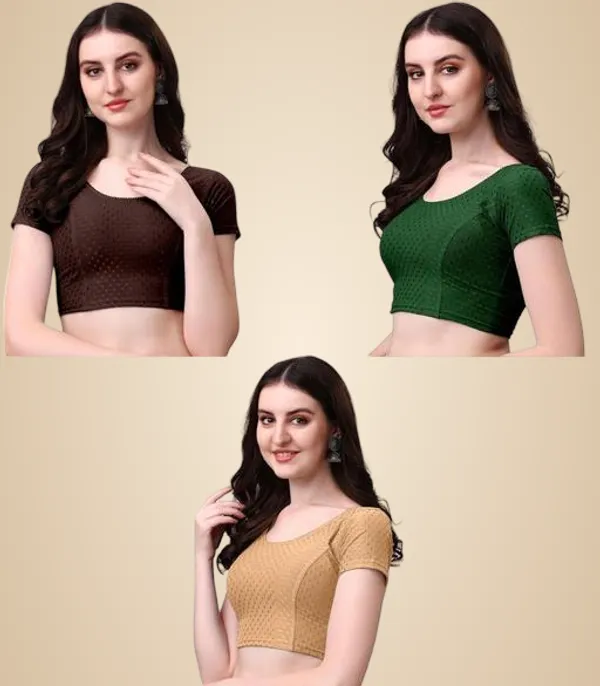 Multicolor_Premium_Lycra_Blouse_For_Women_Pack_Of_3