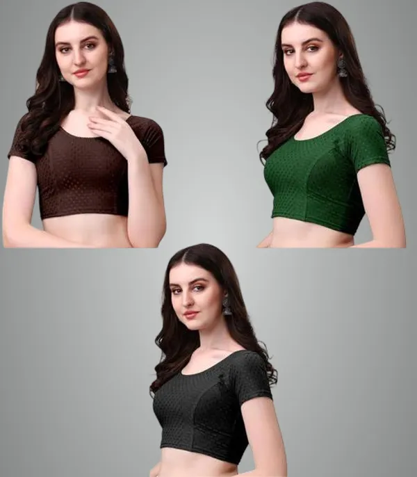 Multicolor_Premium_Lycra_Blouse_For_Women_Pack_Of_3