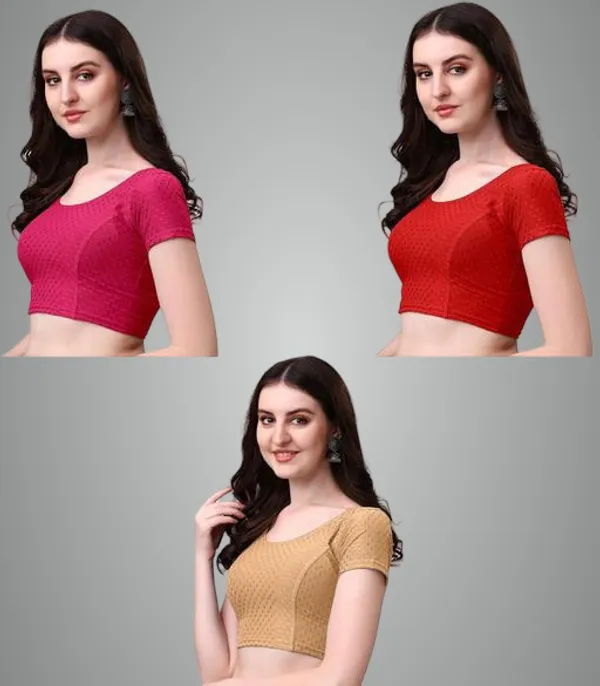 Multicolor_Premium_Lycra_Blouse_For_Women_Pack_Of_3