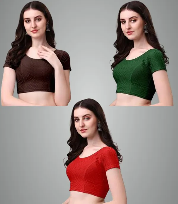Multicolor_Premium_Lycra_Blouse_For_Women_Pack_Of_3