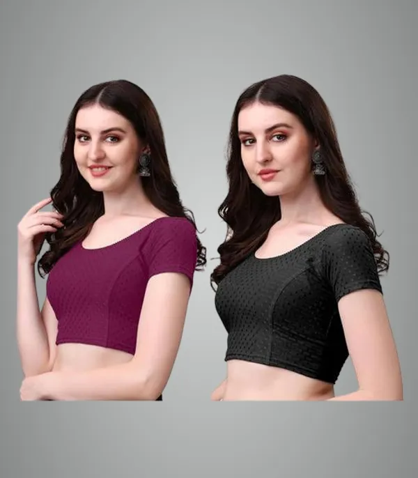 Multicolor_Premium_Lycra_Blouse_For_Women_Pack_Of_2