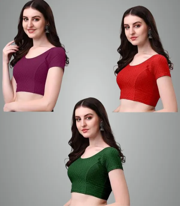Multicolor_Premium_Lycra_Blouse_For_Women_Pack_Of_3