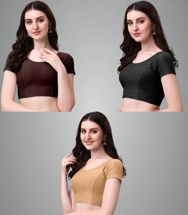 Multicolor_Premium_Lycra_Blouse_For_Women_Pack_Of_3