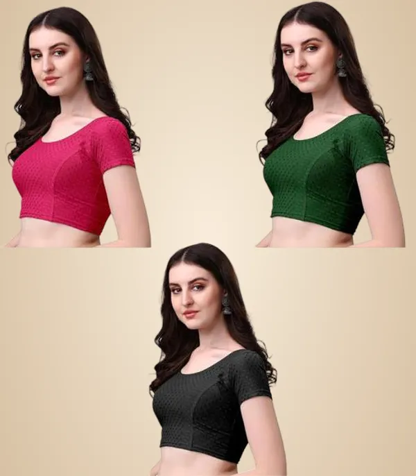 Multicolor_Premium_Lycra_Blouse_For_Women_Pack_Of_3