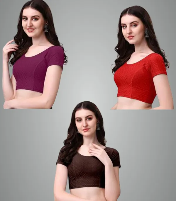 Multicolor_Premium_Lycra_Blouse_For_Women_Pack_Of_3