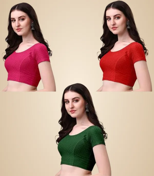 Multicolor_Premium_Lycra_Blouse_For_Women_Pack_Of_3