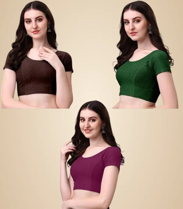 Multicolor_Premium_Lycra_Blouse_For_Women_Pack_Of_3