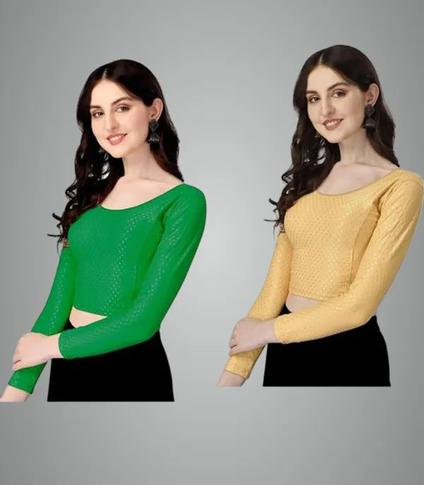 Multicolor_Premium_Lycra_Blouse_For_Women_Pack_Of_2