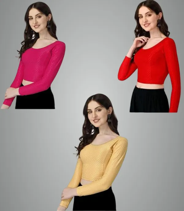 Multicolor_Premium_Lycra_Blouse_For_Women_Pack_Of_3