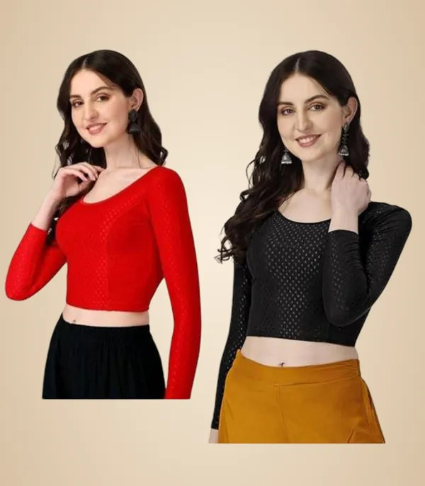 Multicolor_Premium_Lycra_Blouse_For_Women_Pack_Of_2