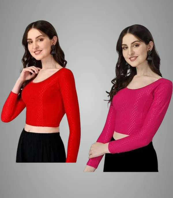 Multicolor_Premium_Lycra_Blouse_For_Women_Pack_Of_2