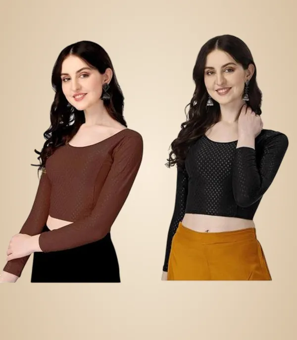 Multicolor_Premium_Lycra_Blouse_For_Women_Pack_Of_2