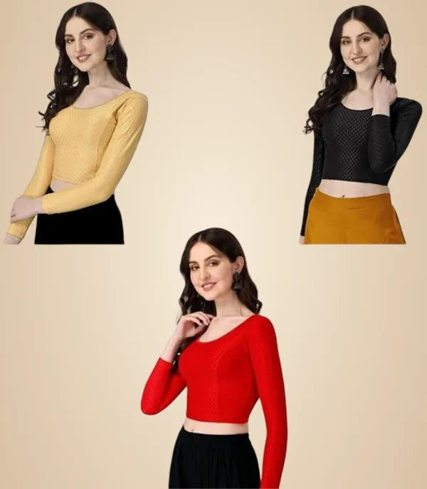 Multicolor_Premium_Lycra_Blouse_For_Women_Pack_Of_3