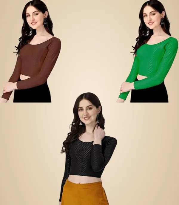 Multicolor_Premium_Lycra_Blouse_For_Women_Pack_Of_3
