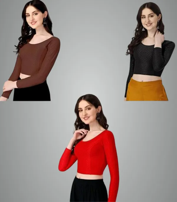 Multicolor_Premium_Lycra_Blouse_For_Women_Pack_Of_3