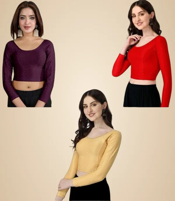 Multicolor_Premium_Lycra_Blouse_For_Women_Pack_Of_3