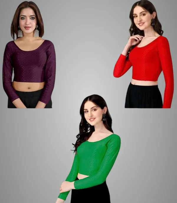 Multicolor_Premium_Lycra_Blouse_For_Women_Pack_Of_3
