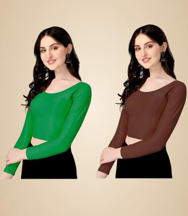 Multicolor_Premium_Lycra_Blouse_For_Women_Pack_Of_2